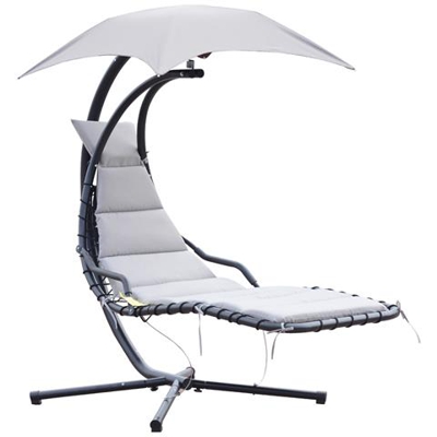 Lettino Sdraio Sospeso Relax Chaise Lounge Di Lusso Con Tettuccio, Grigio