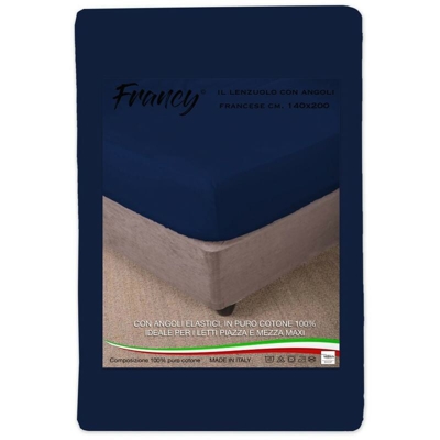 Tex Family - LENZUOLO CON ANGOLI FRANCY BLU SCURO FRANCESE 1 PIAZZA E MEZZA GRANDE MAXI