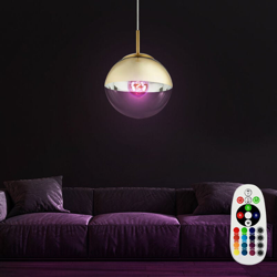 Lampada a sospensione soffitto lampada tavolo telecomando vetro dimmerabile con lampadina a LED RGB - ETC-SHOP en oferta