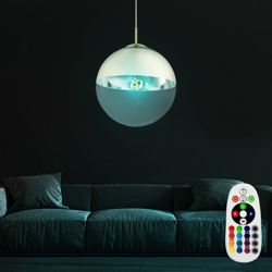 Lampada a pendolo dimmerabile Lampada a sospensione a soffitto con sfera in vetro Telecomando nel set con illuminazione a LED RGB - ETC-SHOP en oferta