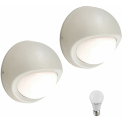 Etc-shop - Set di 2 7 Watt LED facciate di illuminazione per esterni macchie casa ripari radiatore sferica en oferta