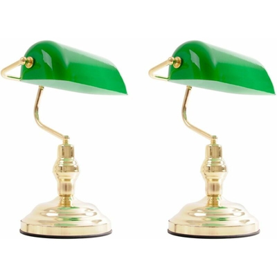 Etc-shop - Set di lampada lampada da tavolo lampada da tavolo verde antico di 2 Nostalgia Antique Retro banchiere