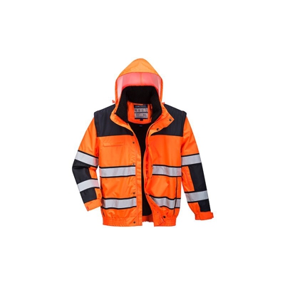 Portwest - Giacca Bomber Classic ad alta visibilità | Medium - OrBk - NEUTRO (SENZA PERSONALIZZAZIONE)