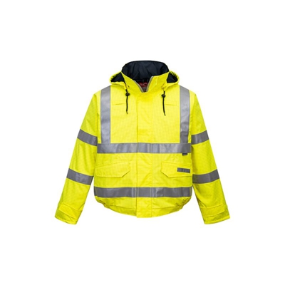 Portwest - Bomber Bizflame impermeabile antistatico ignifugo ad alta visibilità | 4XL - Yellow - NEUTRO (SENZA PERSONALIZZAZIONE)