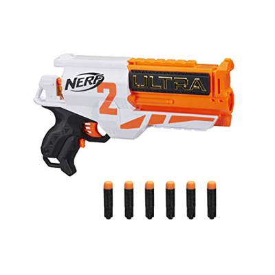 Hasbro Nerf Two Motorizzato-Blaster con Retrocarica rapida, 6 Compatibile solo con i dardi Nerf Ultra, Colore Bianco e arancione, E7921U50