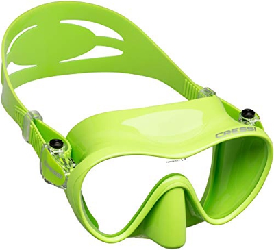 Cressi F1 Mask, Maschera Subacquea Monovetro Temperato del Tipo Frameless, Lime