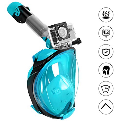 Fenvella Maschera Subacquea, Maschera Snorkeling Integrale 180° Vista Panoramica, Anti-Appannamento Anti-Perdita Easybreath Sub Maschera per Uomo Donn