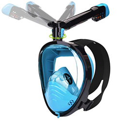 LEMEGO Maschera Snorkeling Maschera Subacquea con Visuale Panoramica 180° Design Pieno Facciale 360° ruotabile Snorkel e Compatibile con Videocamere S precio