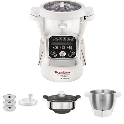 Moulinex HF802AA1 Cuisine Companion Robot Multifunzione + XF3831 Taglia Verdura + XF384B Vaporiera + XF380E Seconda Bowl