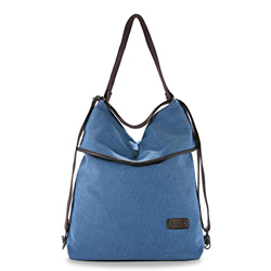 Zaino per Donna, JOSEKO Borse a Spalla Casual Multifunzione in Tela Borsa a Tracolla Daypack Grandi per Lavoro Shopping Viaggio Blu en oferta