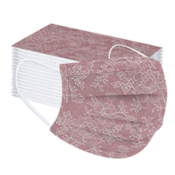 QWD 50 Pezzi Adulti_Mascherine Cotone Bandana,Colorate Stampa a Tema Pizzo Protettiva, 3 Strati Protezione della Bocca e dal Naso, Abbigliamento Outdo precio