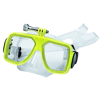 Hama 4442, Maschera da Sub Regolabile con Attacco GoPro Unisex – Adulto, Giallo, M