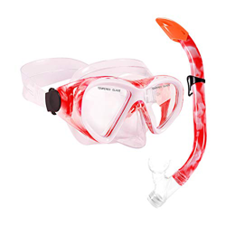 Set da snorkeling per bambini con maschera subacquea panoramica a 180°, maschera subacquea e boccaglio impermeabile, per ragazzi e ragazze (rosso) en oferta