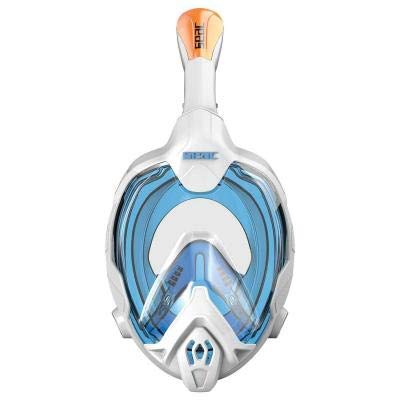 SEAC Fun, Maschera da Snorkeling Integrale, Sgancio di Sicurezza Unisex Bambini, Bianco/Arancione, XS/S