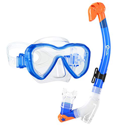 Dorlle - Set da snorkeling per bambini, con 3 canali, boccaglio a secco e anti-perdita, set professionale per bambini, colore blu características