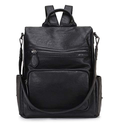 Borsa Zaino Donna,Antifurto Zaino in Pelle PU Moda Borse Zainetto Convertibile Borse Scuola Tre Modi per Trasportare Nero Tracolla Casuale Daypack en oferta