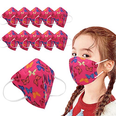 QWD 10 Pezzi 𝓜αs𝘤𝙝𝙚𝙧𝙖_𝓕𝓕𝓟２ Visiera Bocca Faccia per Bambino A 5 Strati Bambini_Mascherine Cotone Bandana Moda Fumetto della Farfalla Colorata Protezio