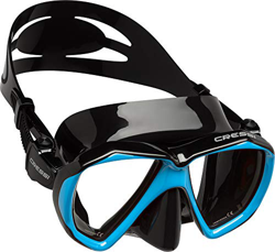 Cressi Ranger Mask Maschera Subacquea a Due Vetri Temperati, Unisex – Adulto, Nero/Azzurro (Blu), Taglia Unica precio