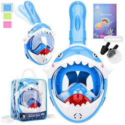 bridawn Maschera da Snorkeling Full Face Kids Design Carino con Zaino Portatile Maschere da Nuoto subacquee Respirare Facile Anti-Fog Anti-perdite Pie características