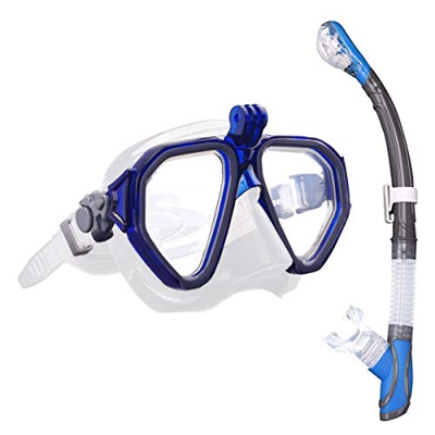 ROVLAK Set da Snorkeling Maschera Snorkeling con Boccaglio Snorkeling Maschera Subacquea Anti Perdite Anti Fog Set Snorkeling per Uomini, Donne, Azzur