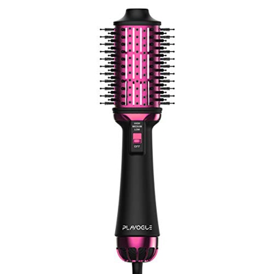 Plavogue One Step Hair Dryer Brush Volumizer w/ negativo ION, Dual Voltage, Hot Comb Iron Straightener Curler for Women International Version Upgraded