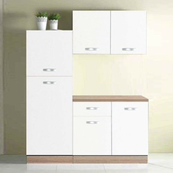 Composizione da cucina con colonna frigo finitura Bianco Lucido larga 160 cm precio