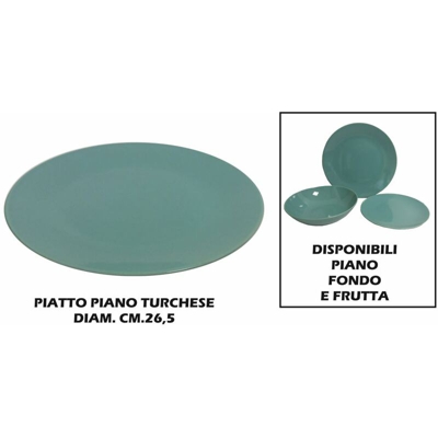 Bighouse It - PIATTO CERAMICA PIANO CM.26 TURCHESE