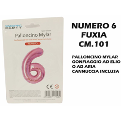 Palloncino Mylar Cm.101 Numero 6 Fuxia precio