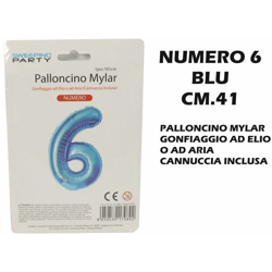 Bighouse It - PALLONCINO MYLAR CM.41 NUMERO 6 BLU precio