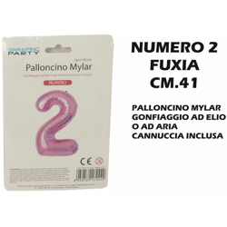 Bighouse It - PALLONCINO MYLAR CM.41 NUMERO 2 FUXIA en oferta