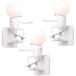 3 pezzi Lampada da Parete Cartone Animato Umanoide a Forma di Sci Lampada da Soffitto Moderna Creativa per Camera dei Bambini, Corridoio, Ristorante, en oferta