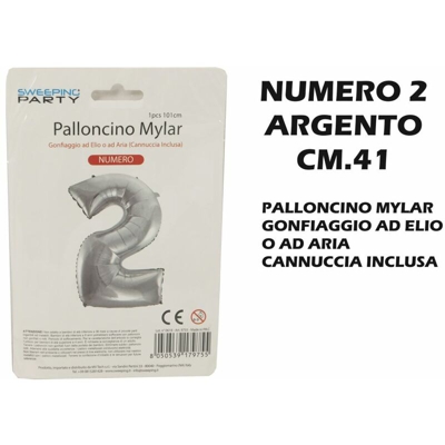 Bighouse It - PALLONCINO MYLAR CM.41 NUMERO 2 ARGENTO