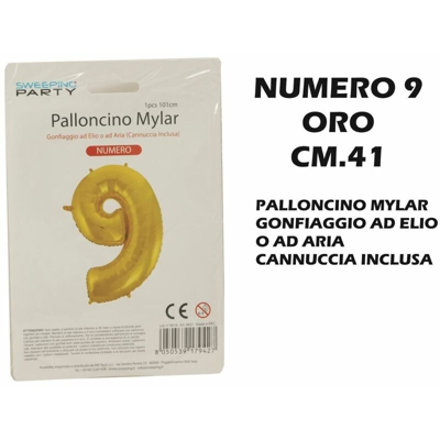 Bighouse It - PALLONCINO MYLAR CM.41 NUMERO 9 ORO