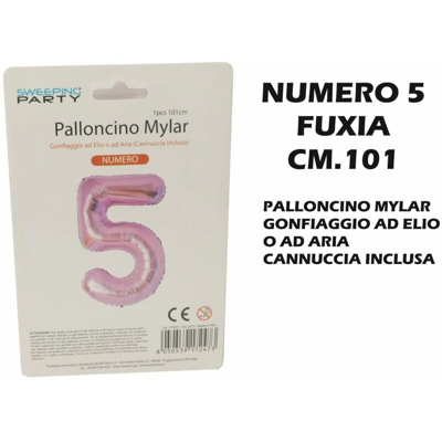 Bighouse It - PALLONCINO MYLAR CM.101 NUMERO 5 FUXIA