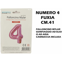 Palloncino Mylar Cm.41 Numero 4 Fuxia precio