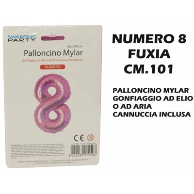 Bighouse It - PALLONCINO MYLAR CM.101 NUMERO 8 FUXIA