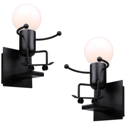 2 pezzi Lampada da Parete Cartone Animato Umanoide a Forma di Sci Lampada da Soffitto Moderna Creativa per Camera dei Bambini, Corridoio, Ristorante, características