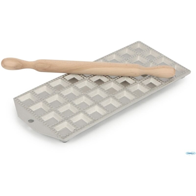 Peragashop - STAMPO RAVIOLATORE 24 POSTI QUADRATO CON RULLO ALLLUMINIO