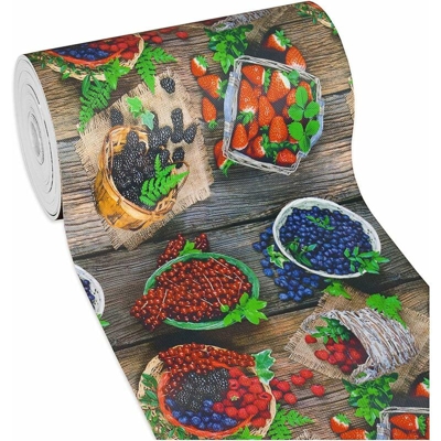 Emmevi - Tappeto Cucina Gomma Frutti Colorato Antimacchia Antiscivolo Passatoia Varie Misure Multiuso Bagno Camera - 50x330 cm