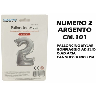 Bighouse It - PALLONCINO MYLAR CM.101 NUMERO 2 ARGENTO