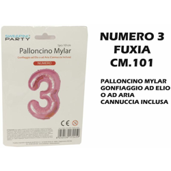 Bighouse It - PALLONCINO MYLAR CM.101 NUMERO 3 FUXIA precio