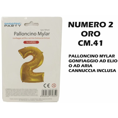 Bighouse It - PALLONCINO MYLAR CM.41 NUMERO 2 ORO