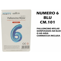 Bighouse It - PALLONCINO MYLAR CM.101 NUMERO 6 BLU en oferta