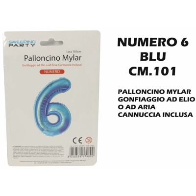 Bighouse It - PALLONCINO MYLAR CM.101 NUMERO 6 BLU