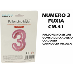 Bighouse It - PALLONCINO MYLAR CM.41 NUMERO 3 FUXIA en oferta