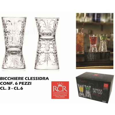 Bicchiere Conf. 6 Pz. Cl.3+6 Tattoo Clessidra Rcr