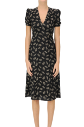 Printed silk midi dress en oferta