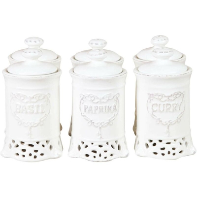 Set 6 Contenitori Vasetti Spezie Porcellana Da Cucina Portaspezie Sale Pepe