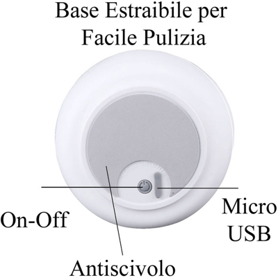 Original Led Gatto Smiley Multicolore Ricaricabile Cromoterapia Luce Notte Bambini STI - Huggy