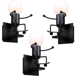 3 pezzi Lampada da Parete Cartone Animato Umanoide a Forma di Sci Lampada da Soffitto Moderna Creativa per Camera dei Bambini, Corridoio, Ristorante, características